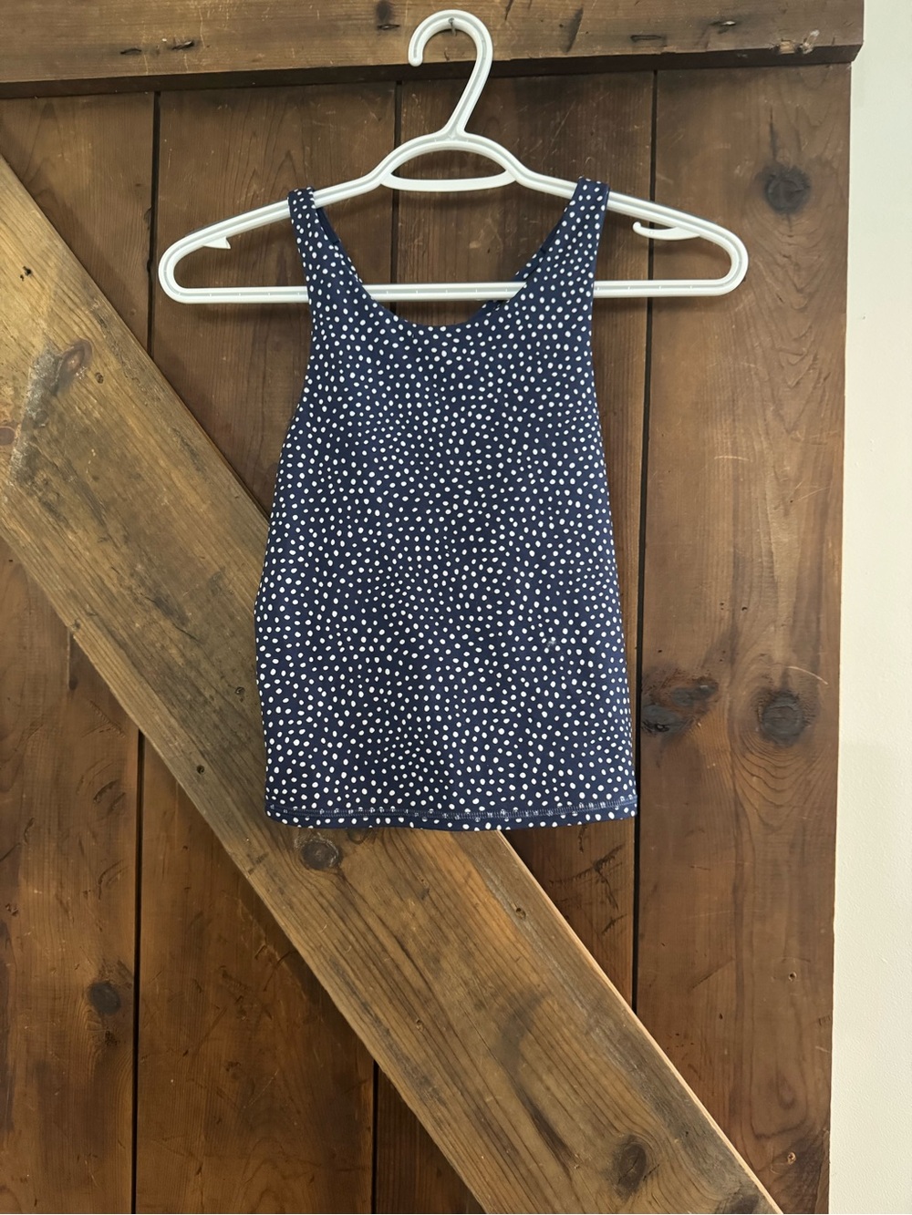 4/$12 all in motion Navy Polka Dot Tank